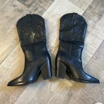 Black Faux Leather Pointed Toe Western Cowboy Boots Size 7.5 Rodeo Country NEW Photo 8