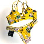 Zaful Yellow Flower Print Lace Up Braided Two Piece Bikini NWT Photo 1