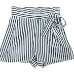ZARA Trafaluc Black & White High Waist Striped Paper Bag Shorts Small Photo 0