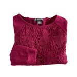 Adrianna Papell  | Burgundy Floral Crew Neck Sweater Photo 1