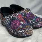Sanita Shoes Womens Danish Clogs Rainbow Raffia Nurse Slip On Sz 38 7.5 Or 8 EUC Purple Photo 1