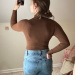 Brown Ribbed Mock Neck Bodysuit Photo 1