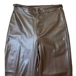 Ambiance Apparel  Vegan Leather Pants Brown High Rise Elastic Waist Medium EUC Photo 2