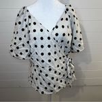 Gap  Cream and Black Wrap Polka Dot Blouse Linen Blend Photo 1