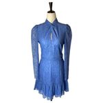 Saylor  Periwinkle Blue Lace Long Puff Sleeve High Twist Neck‎ Jayme Dress Size S Photo 2