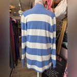 None Elegant Blue and White Striped Fringe Cardigan Photo 1
