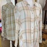 Free People Nordic Plaid Pastel Striped Button Down Shirt Photo 2