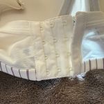 Cacique New  Ivory and Burgundy Pinstripe Bra with Lace Thick Shoulder Strap Photo 5