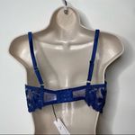 Fleur du Mal Fuller Cup Lily Embroidery Plunge Demi Bra in Starry Blue 36F (38E) Size undefined Photo 4