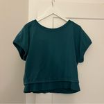 Athleta Teal Layered Hem Tee Top Short Sleeve Casual Relaxed XXS Photo 0