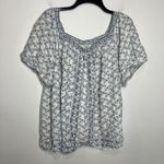 Max Studio  London white floral top square neck short sleeve women's size 3X Photo 0