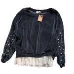 Molly Bracken Women’s Medium M  Purple Pullover Sweater with Lace Thule Pearl NWT Photo 0