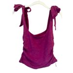 Free People Boulevard Tank in Magenta sz S Adjustable Tie Straps Ruched at Sides Photo 1