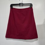 Talbots  Petites A-Line Skirt Size 2P Red Stretch Knit Side Zip Buttons Decor Photo 2