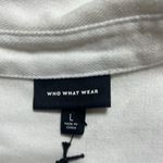 Who What Wear Denim Dress Sz L White 100% Cotton Pleated Button Up Belted Casual Photo 6