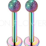 Rainbow Sparkle Sandblast Flat Back Earrings Purple Photo 0