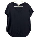Cloth & Stone Anthropologie NWOT Black V-Neck Rayon Top Photo 2
