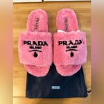 Prada Terrycloth Logo Embroidered Slide Sandals Photo 1