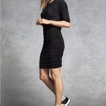 Athleta Womens Ruched Shorts Sleeve Black Dress Sz S Photo 1