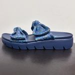 Alegria  Dream Fit Sage Roses Blue Quilt Satin Platform Slide Sandals 39 9 Photo 5