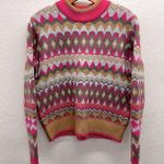 Andrew Marc Marc New York Fair Isle Sweater S Pink Silver Photo 0