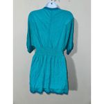 Victoria's Secret Cover Up Tunic Top Teal Blue Linen Blend Smocked Waist Photo 4