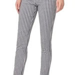 J. McLaughlin  Masie Gingham Plaid Slim Straight Leg‎ Pull On Pants Navy Size 4 Photo 0