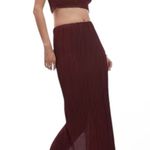 Topshop  Plisse Straight Midi Skirt Maroon Burgundy size 6 Photo 0