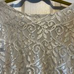 Vintage Elegant Ivory Lace Tiered Dress Short Sleeve Cocktail Party Occasion XS White Photo 11