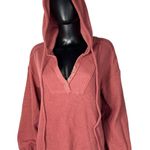 New in Hooded Pullover Top Button Detail Drawstring Coral Pink Casual Comfy M Size M Photo 0