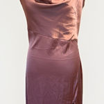 LYANER Satin Drape‎ Cowl Neck Cami Split Slit Midi Dress Large Pink Photo 0