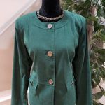 JM Collection  Women's Green Solid Polyester Long Sleeve Button Front Jacket 14P Photo 0