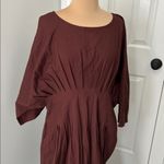 SeamsFriendly Cotton Flax Ankle Length Pleated Flared Dress Brown Size undefined Photo 7