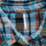 Free People  Magical Plaid Embroidered Western long sleeve Shirt Blue coastal S Photo 3