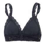 Hanky Panky  Supima® Cotton Padded Lace Trim Black Bralette Photo 0