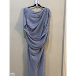 Betsy and Adam  Metallic Cape Gown Size‎ 12 Metallic Shimmer Silver Blue Photo 3