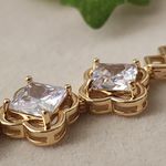 Gold Filled Bracelet Quatrefoil Clover Flower with Cubic Zirconia Crystal Stones Photo 3