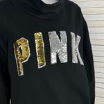 PINK - Victoria's Secret  Reversible Sequin Stripe Sleeve Sweatshirt Black Small Photo 6