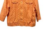 Laura Ashley  Women‎ Jacket L Orange Textured Dot Button Front 3/4 Sleeve Casual Photo 2