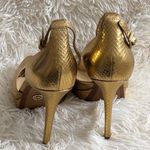 Michael Kors MICHAEL  Tiegan Metallic Embossed Dress Sandals In Gold Size 6.5 Photo 3
