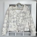 Spiegel  Cream & Gray Watercolor Floral Rose Cotton Jacket Blazer Plus Size 16W Photo 11