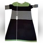 Eliza J  Striped Knit Sweater‎ Dress Women’s Size Medium Green Black Pockets Photo 8