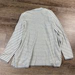 Talbots  Cardigan Women 1X White Gray Striped Long Lambswool Nylon Open Front Photo 4