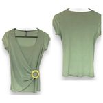 Jason Maxwell  Green Short Sleeve Faux Wrap Summer Casual Stylish Top SZ Small Photo 1