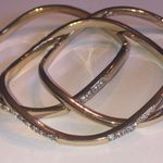 3 Gold Tone CZ Rhinestone Classic Wavy Boho Bangle Bracelets Photo 4