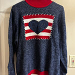 Tiara International Vintage Navy and Red Americana heart Sweater
Size Medium Photo 0