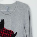 Catherines Womens Gray Scottie Dog Scoop Neck Sweater Size 1X Gray Preppy Cozy Photo 1