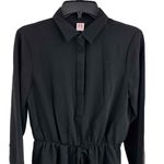 Amanda Uprichard  Dress Black Button Down Drawstring Waist Long Sleeve Small New Photo 1