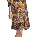 Saloni Grace Mini Dress in Golden‎ Elixir Off Shoulder Colorful Splatter Floral Black Size 2 Photo 0