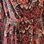Anthropologie Maeve Paisley Print Metallic Knit Belted A Line Dress Size Medium Photo 4